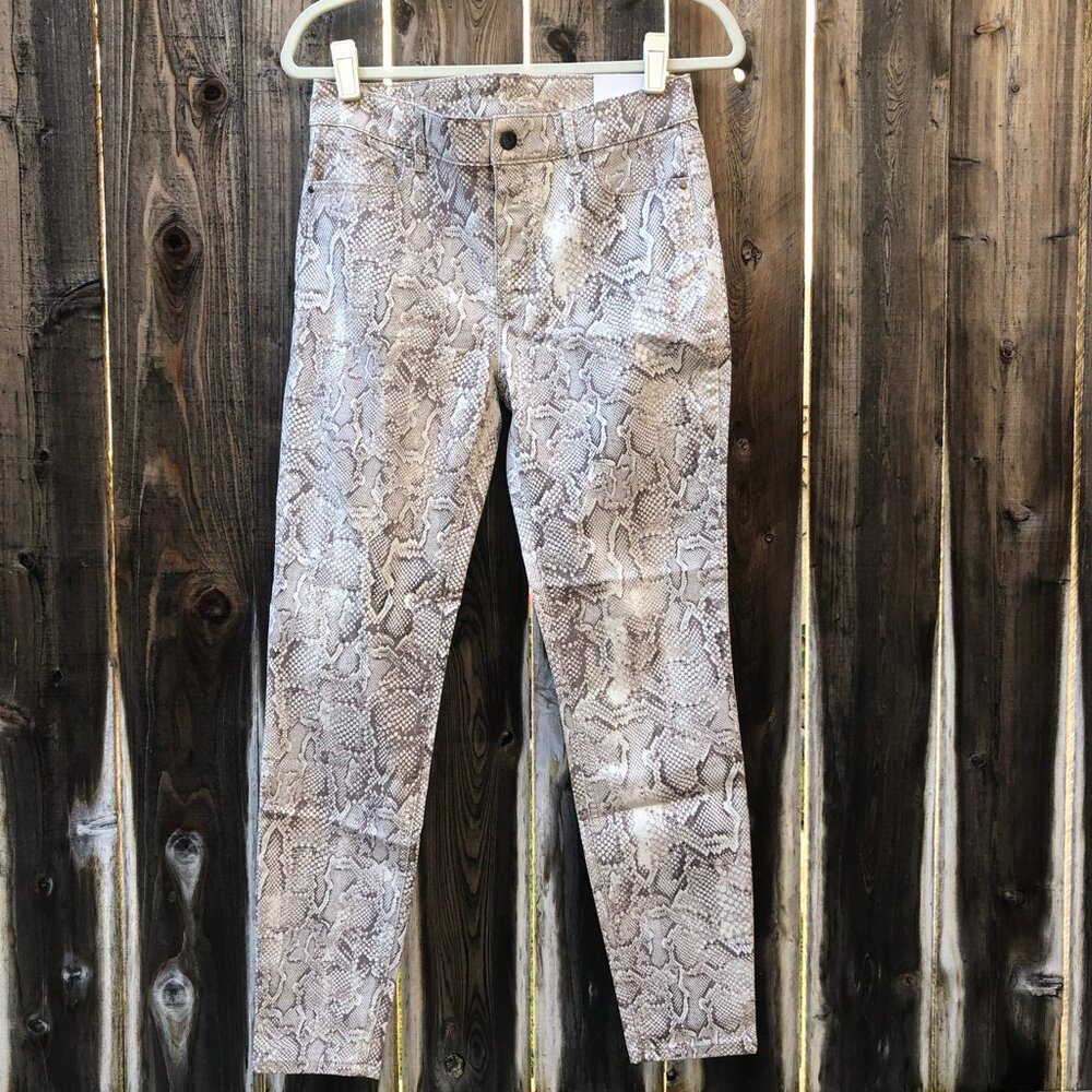 WHBM Sculpt High Rise Snakeskin Print Skinny Ankle Jeans 4